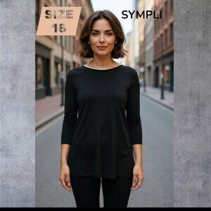 SYMPLI - Underline Boat Neck Tunic - Black, NWT, Size 18